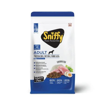 sniffy adult dry dog food chicken & egg 800gm